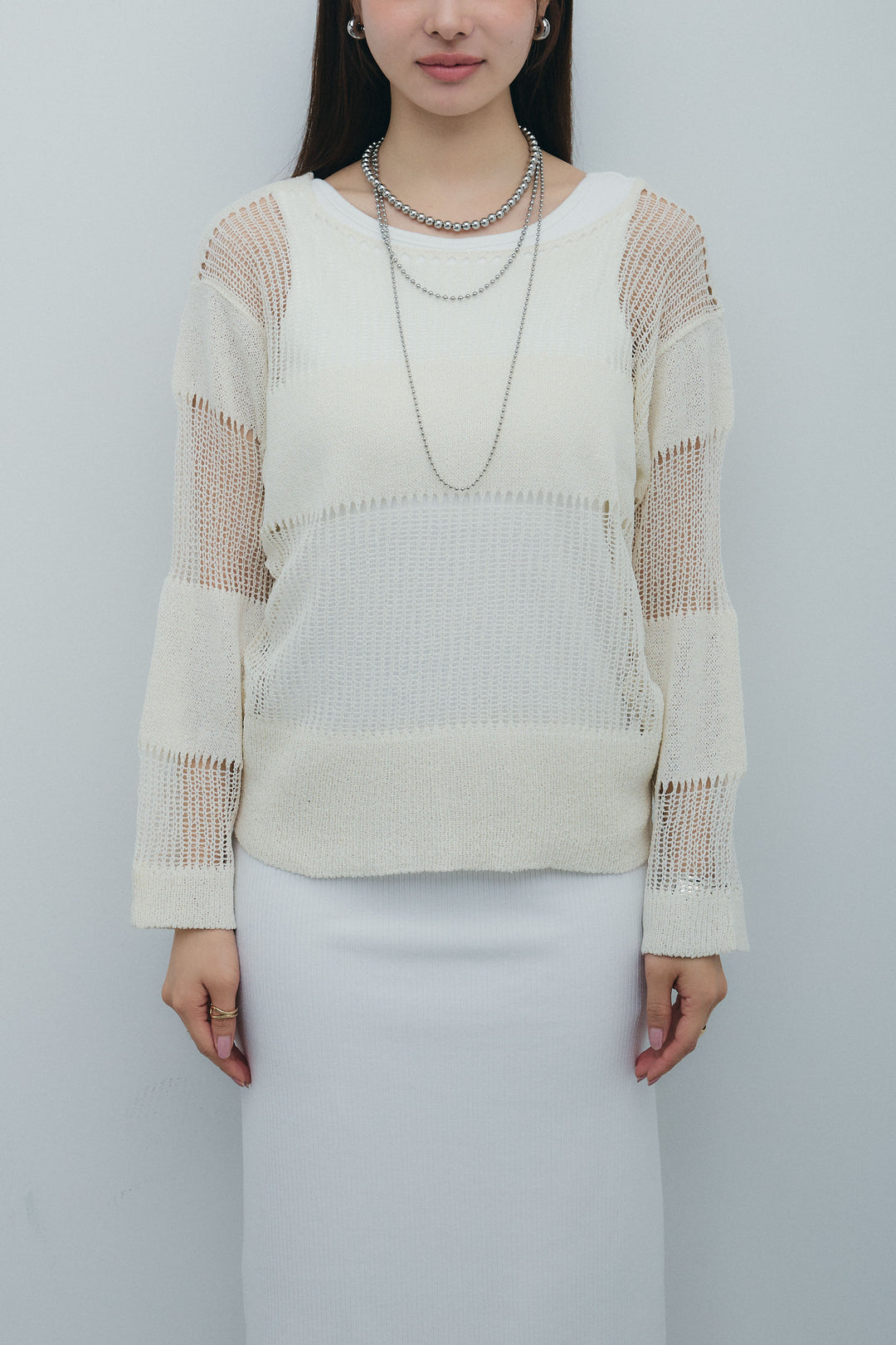 [予約]透かし編みニットプルオーバー