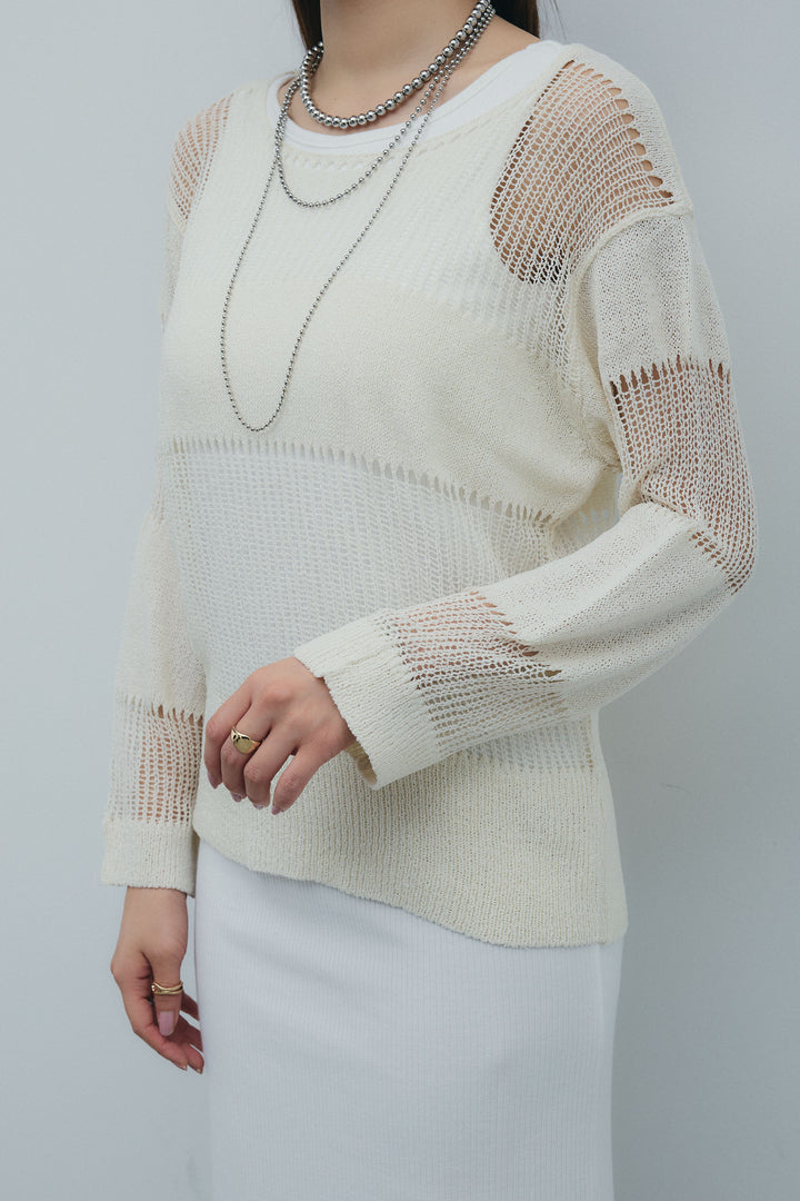 [予約]透かし編みニットプルオーバー