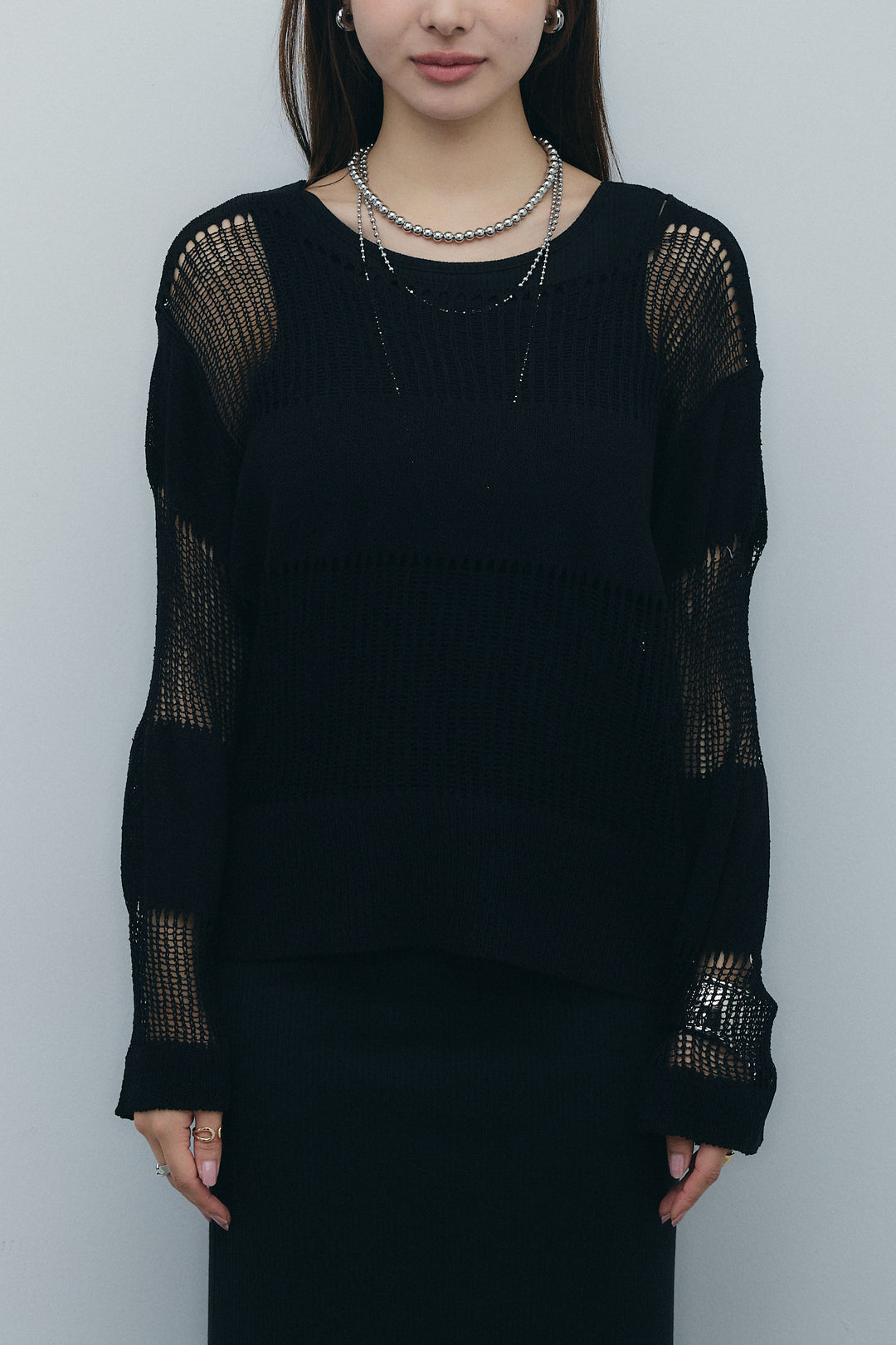 [予約]透かし編みニットプルオーバー