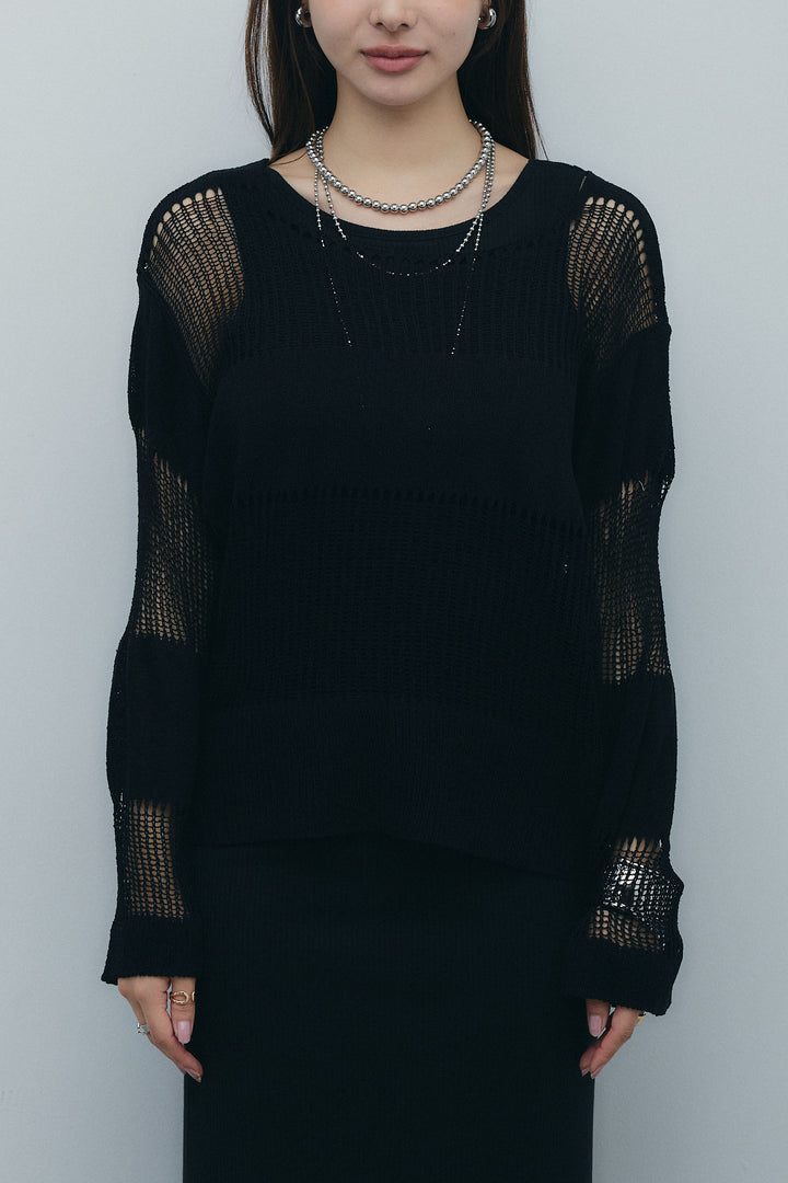 [予約]透かし編みニットプルオーバー