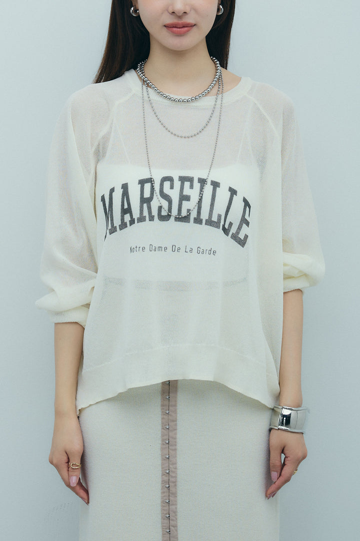 [予約/SET]ロゴプリントシアーニット+リネンタッチ配色ホックスカート(2set)