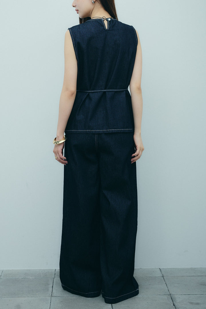 [予約]ベルト付きデニムセットアップ