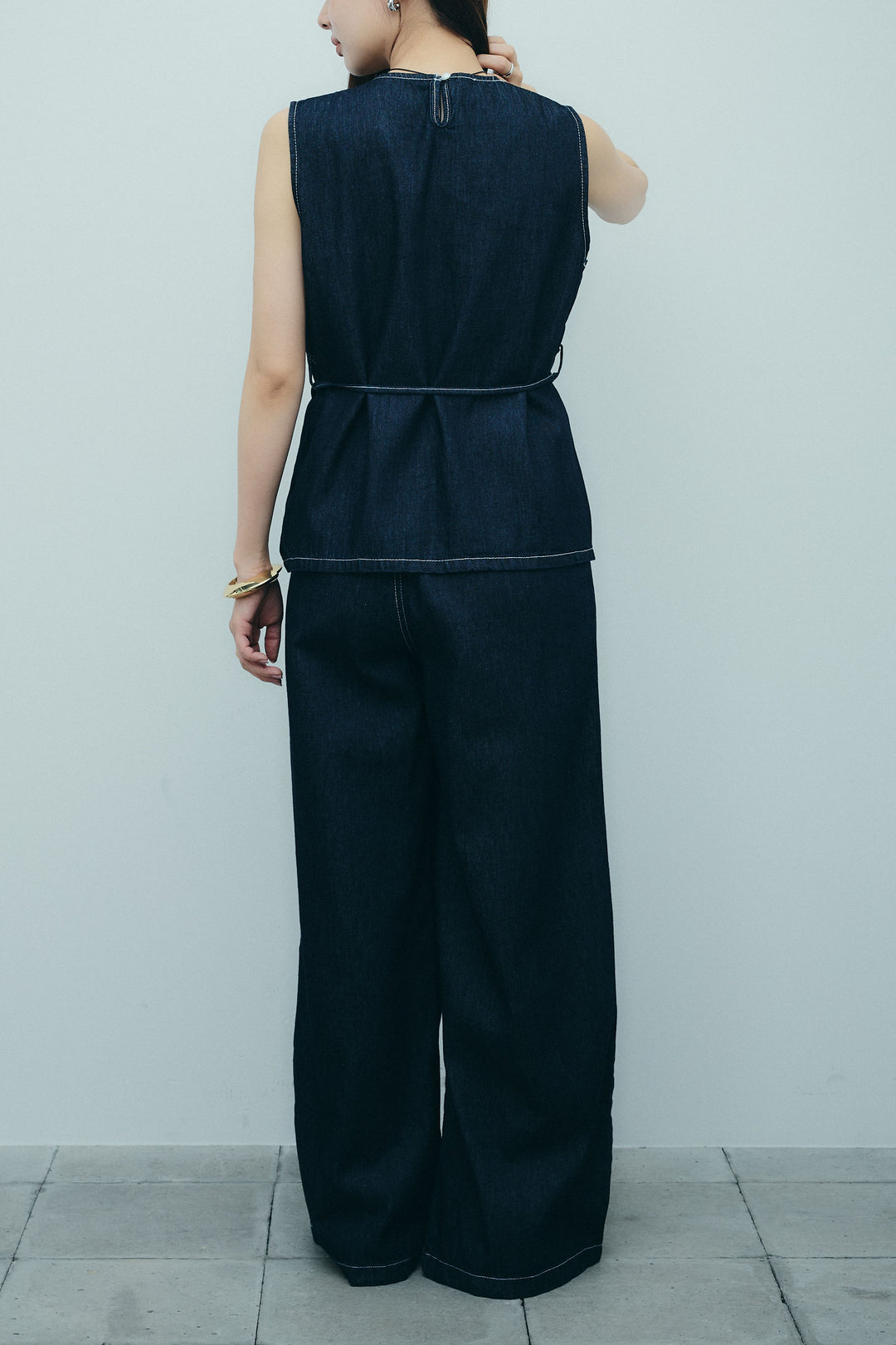 [予約]ベルト付きデニムセットアップ