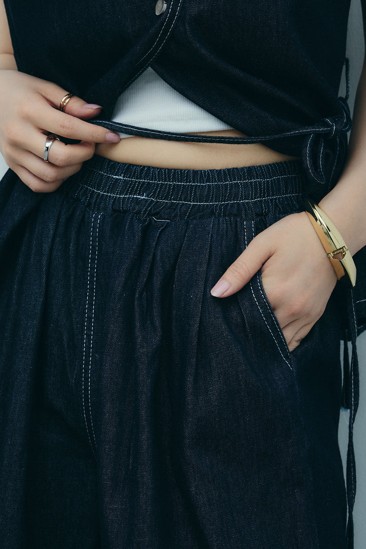 [予約]ベルト付きデニムセットアップ