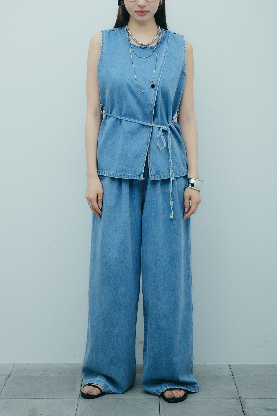 [予約]ベルト付きデニムセットアップ
