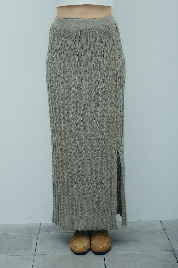 [予約]ストライプ編みニットスカート