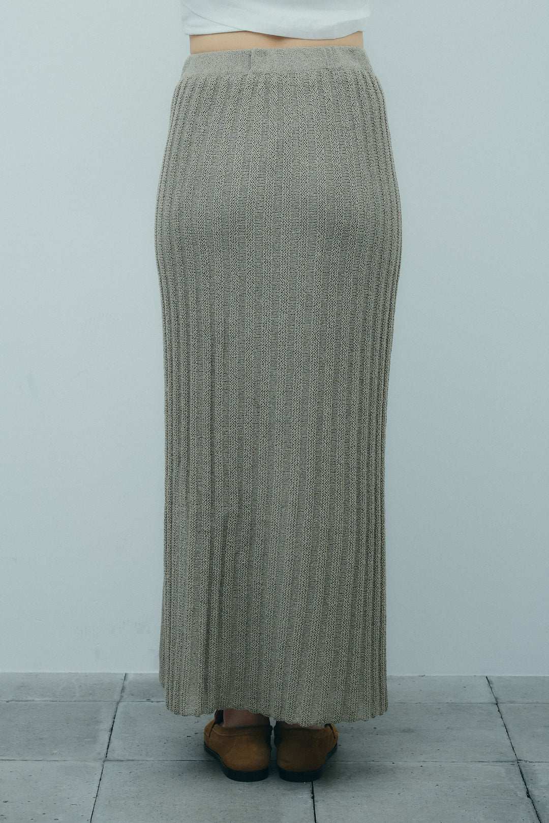 [予約]ストライプ編みニットスカート