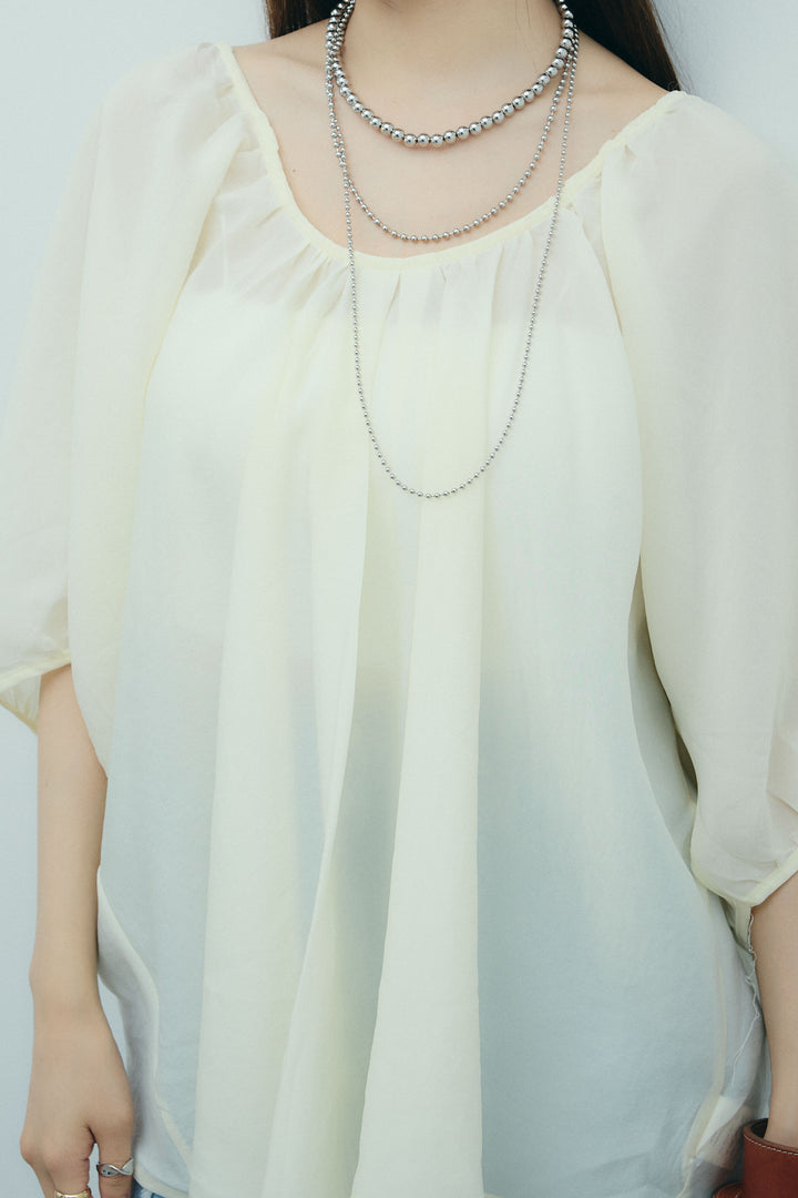 [予約]袖ボリュームシャーリングBL