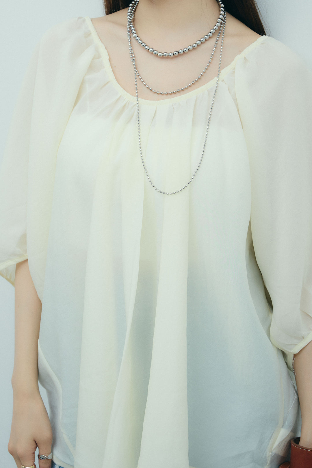 [予約/SET]袖ボリュームシャーリングBL+フリンジウェーブデニムスカート(2set)