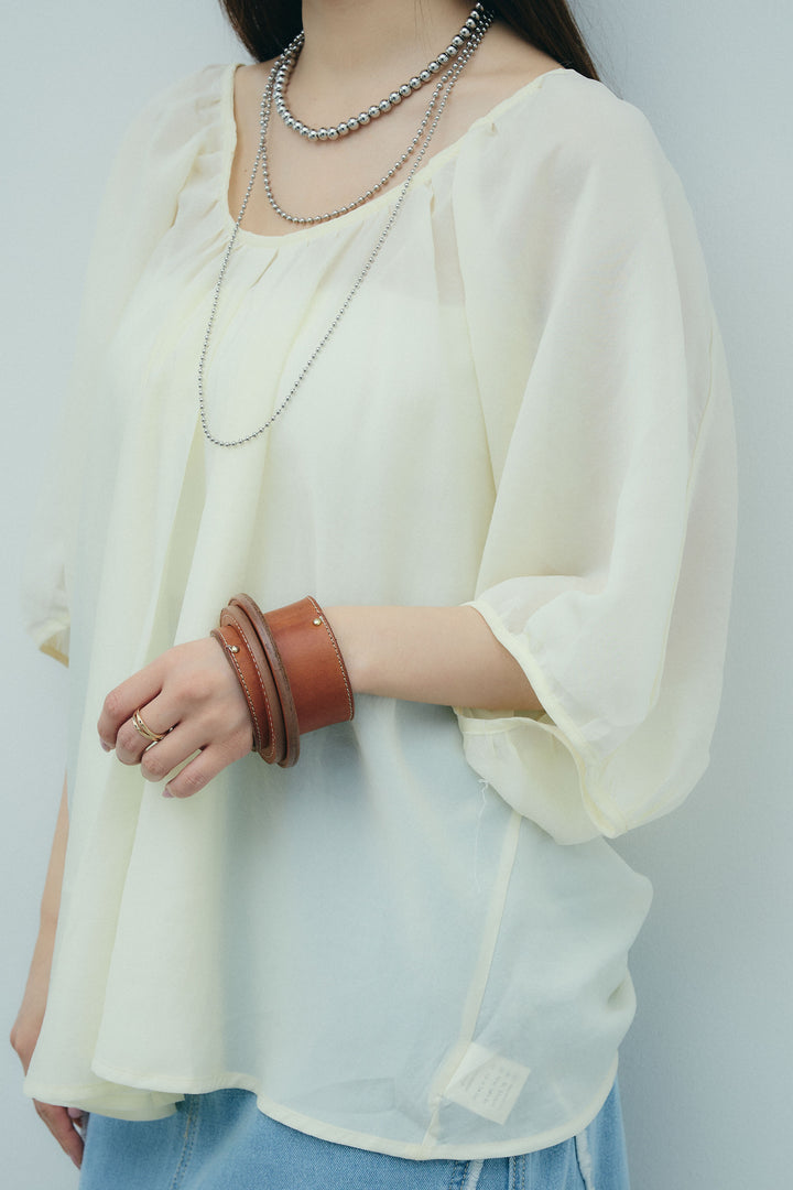 [予約/SET]袖ボリュームシャーリングBL+フリンジウェーブデニムスカート(2set)