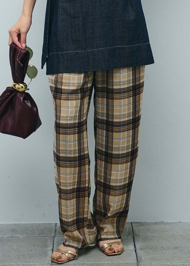 [予約]シアータータンチェックワイドパンツ