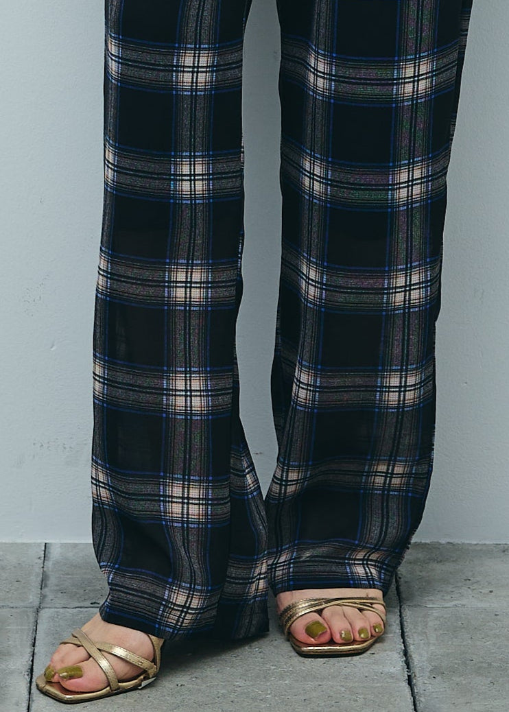 [予約]シアータータンチェックワイドパンツ