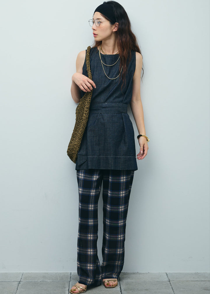 [予約]シアータータンチェックワイドパンツ