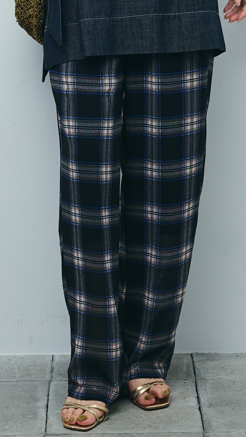 [予約]シアータータンチェックワイドパンツ