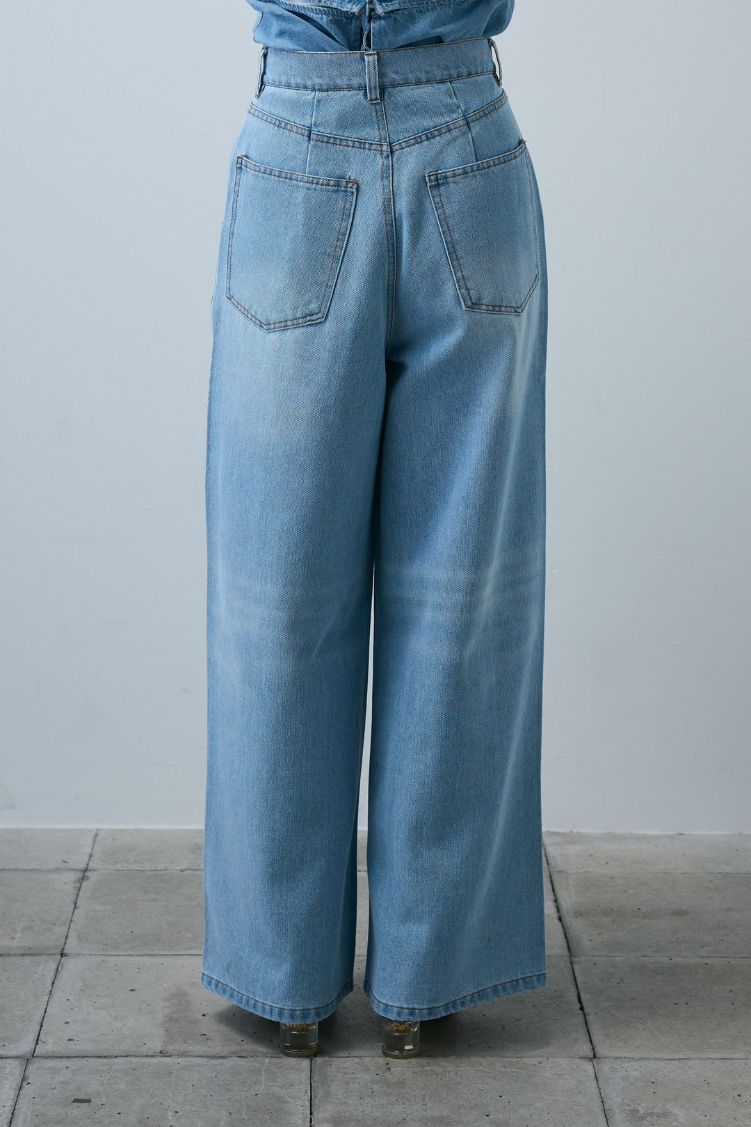 [予約/SET]リネンタッチVネックロングOP+デニムルーズポケットパンツ(2set)