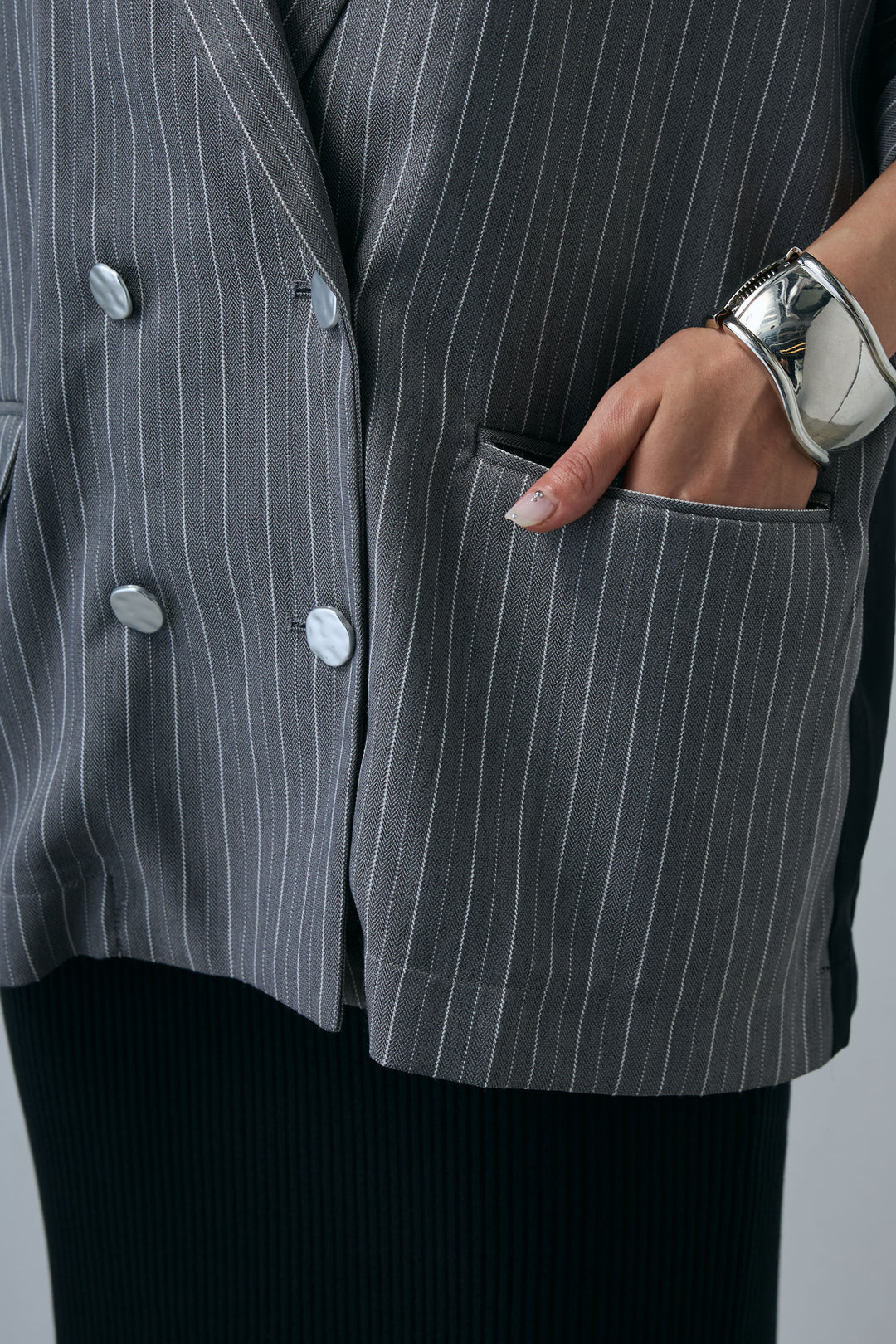 [予約]半袖ダブルボタンピンストライプジャケット