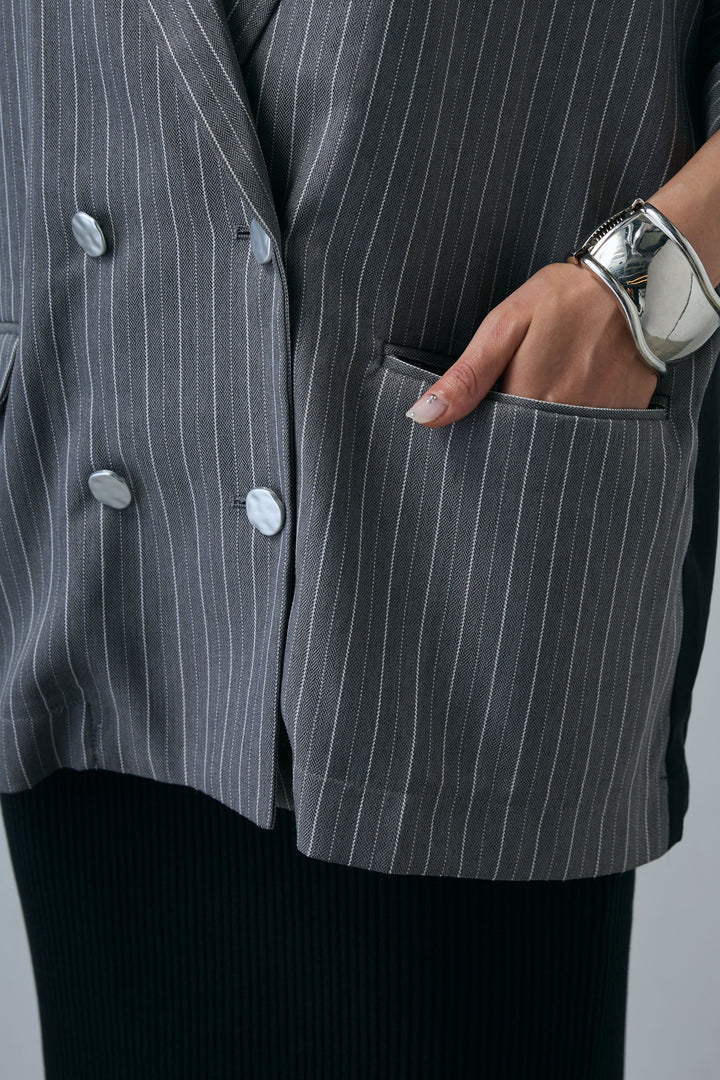 [予約]半袖ダブルボタンピンストライプジャケット