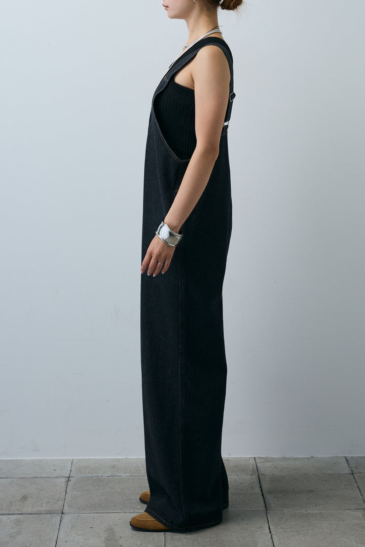 [予約]デニムフロントジップVネックサロペット