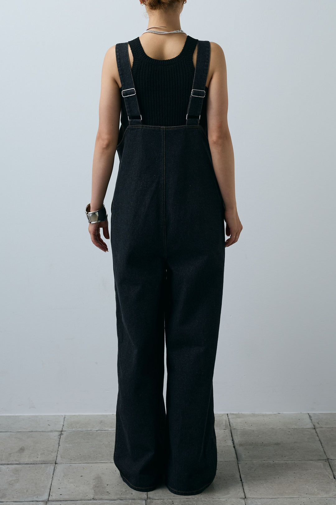 [予約]デニムフロントジップVネックサロペット