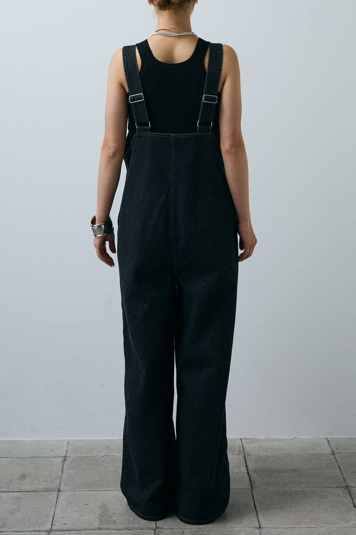 [予約]デニムフロントジップVネックサロペット