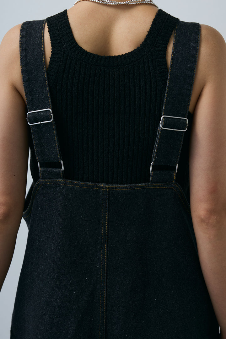 [予約]デニムフロントジップVネックサロペット