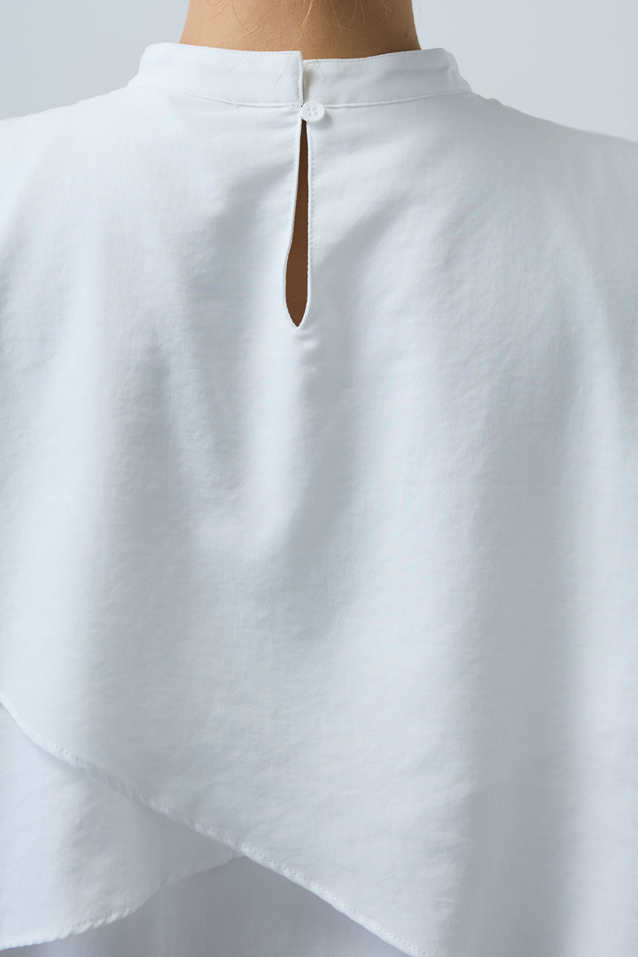 [予約/SET]アシンメトリーフレアーノースリーブブラウス+フェイクレザーベルトセンタータックパンツ(2set)