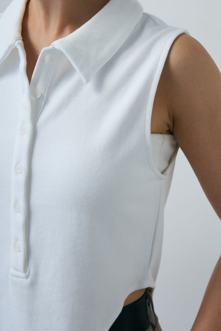 [予約/SET]ポロニットノースリボディースーツ+切り替えライン裏毛スカート(2set)