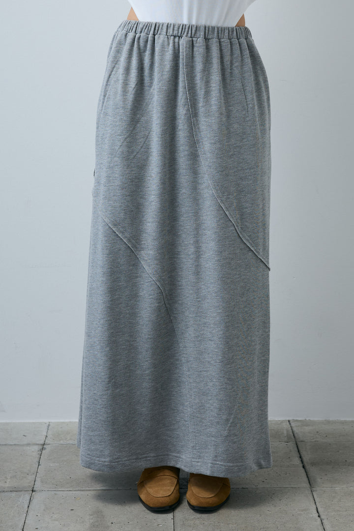 [予約/SET]ポロニットノースリボディースーツ+切り替えライン裏毛スカート(2set)