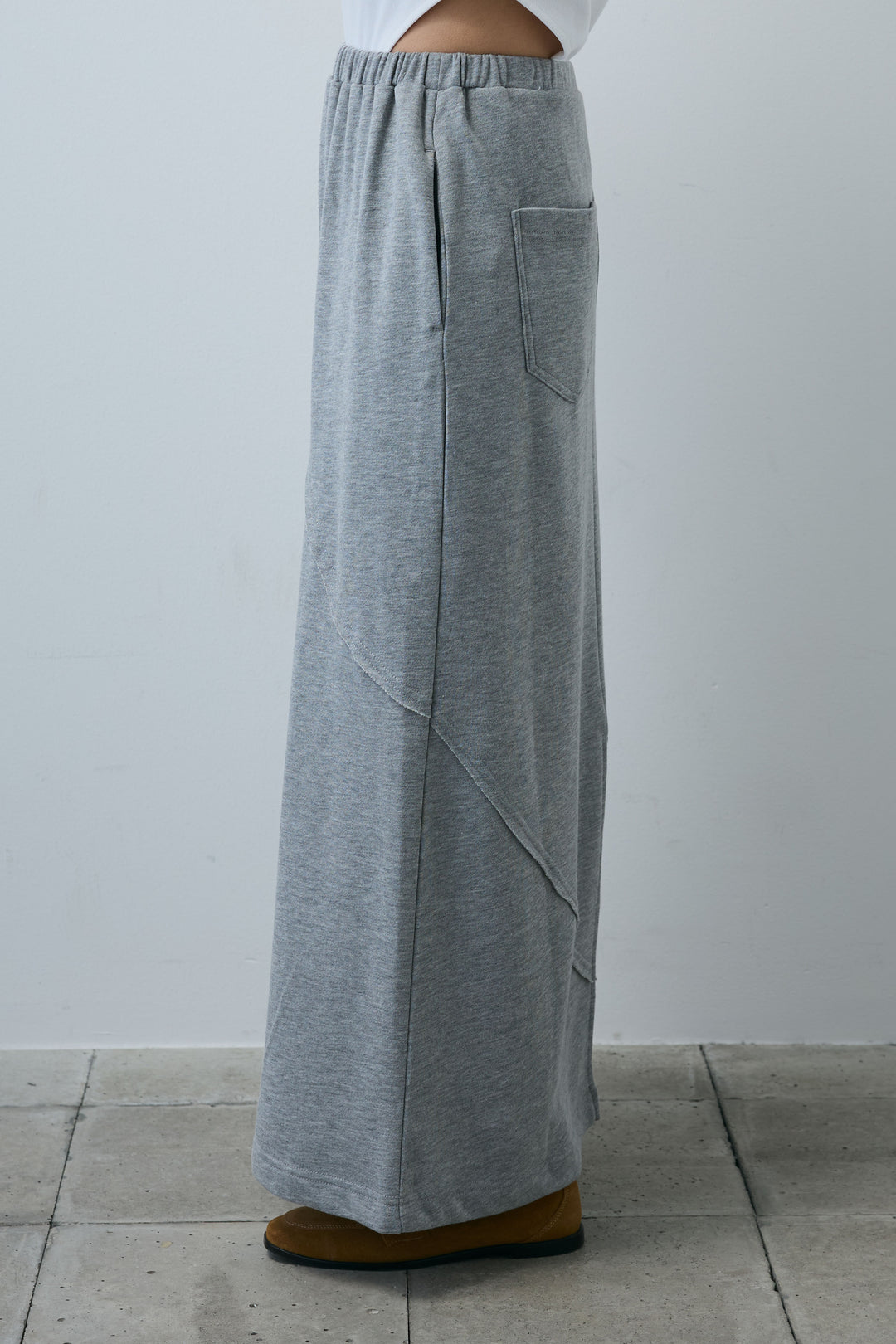 [予約/SET]ポロニットノースリボディースーツ+切り替えライン裏毛スカート(2set)