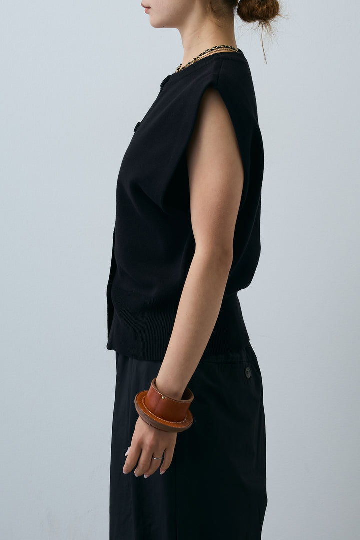 [予約/SET]ボクシーニットベスト+ピンストライプサイドラインワイドパンツ(2set)