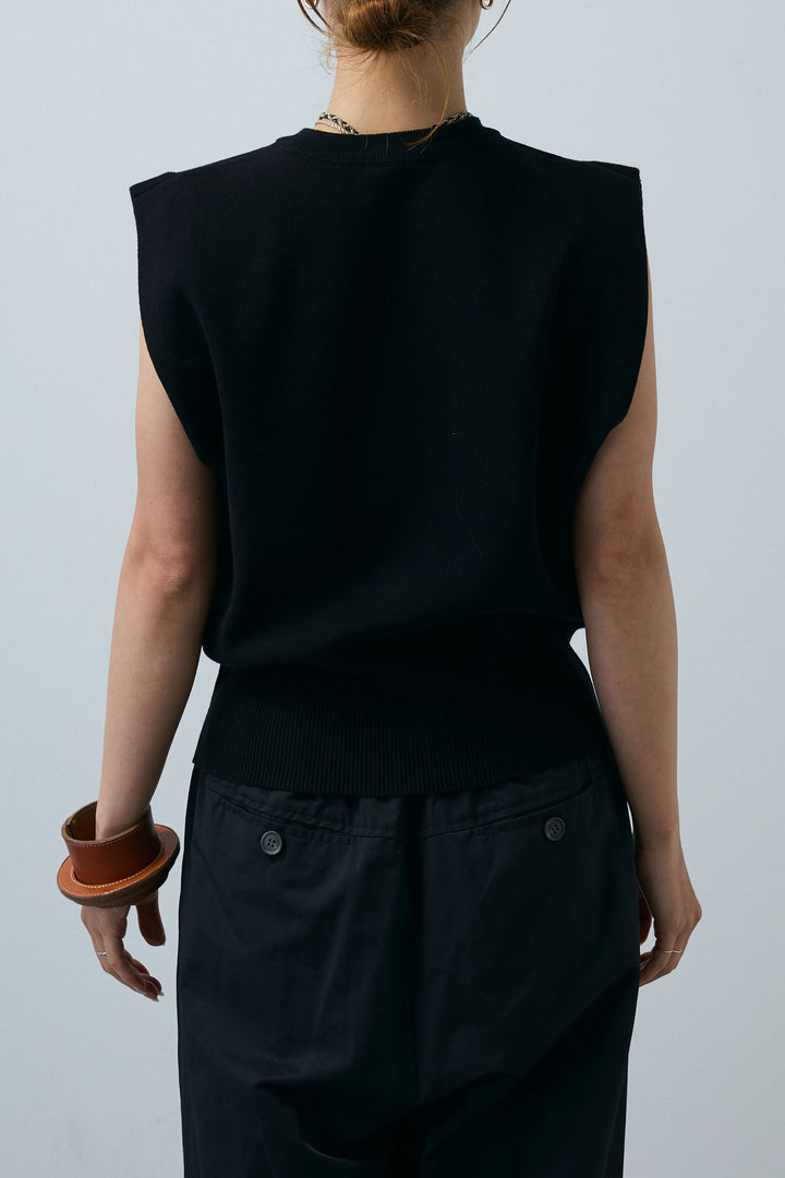 [予約/SET]ボクシーニットベスト+ピンストライプサイドラインワイドパンツ(2set)