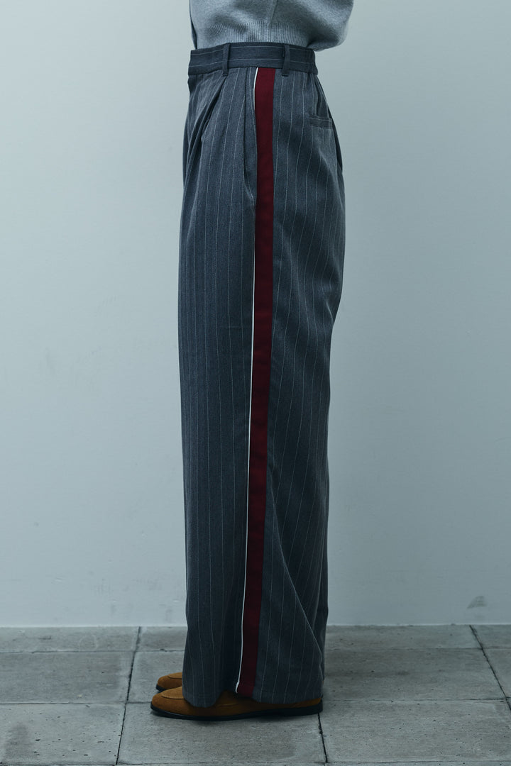 [予約/SET]ボクシーニットベスト+ピンストライプサイドラインワイドパンツ(2set)