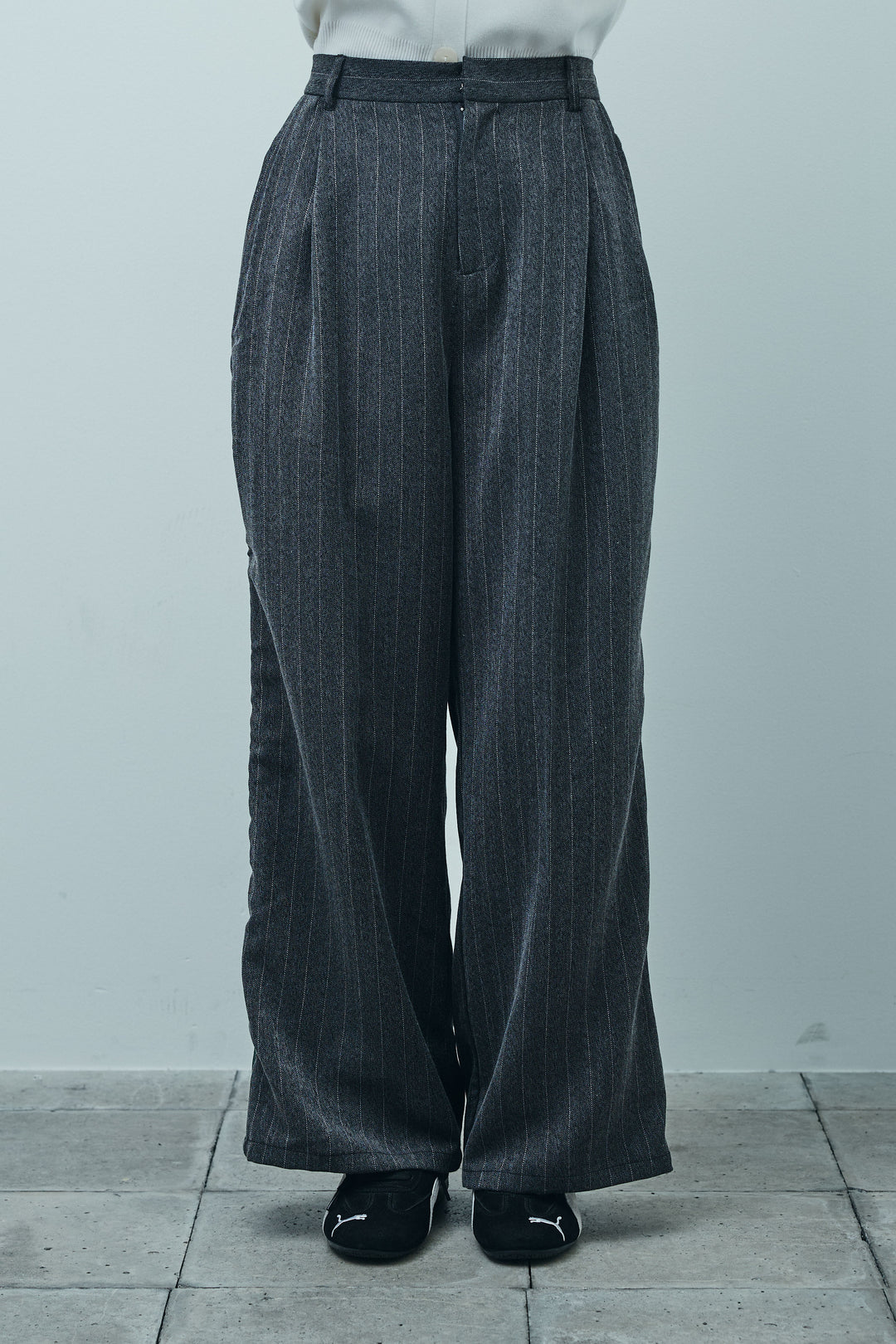 [予約]ピンストライプサイドラインワイドパンツ