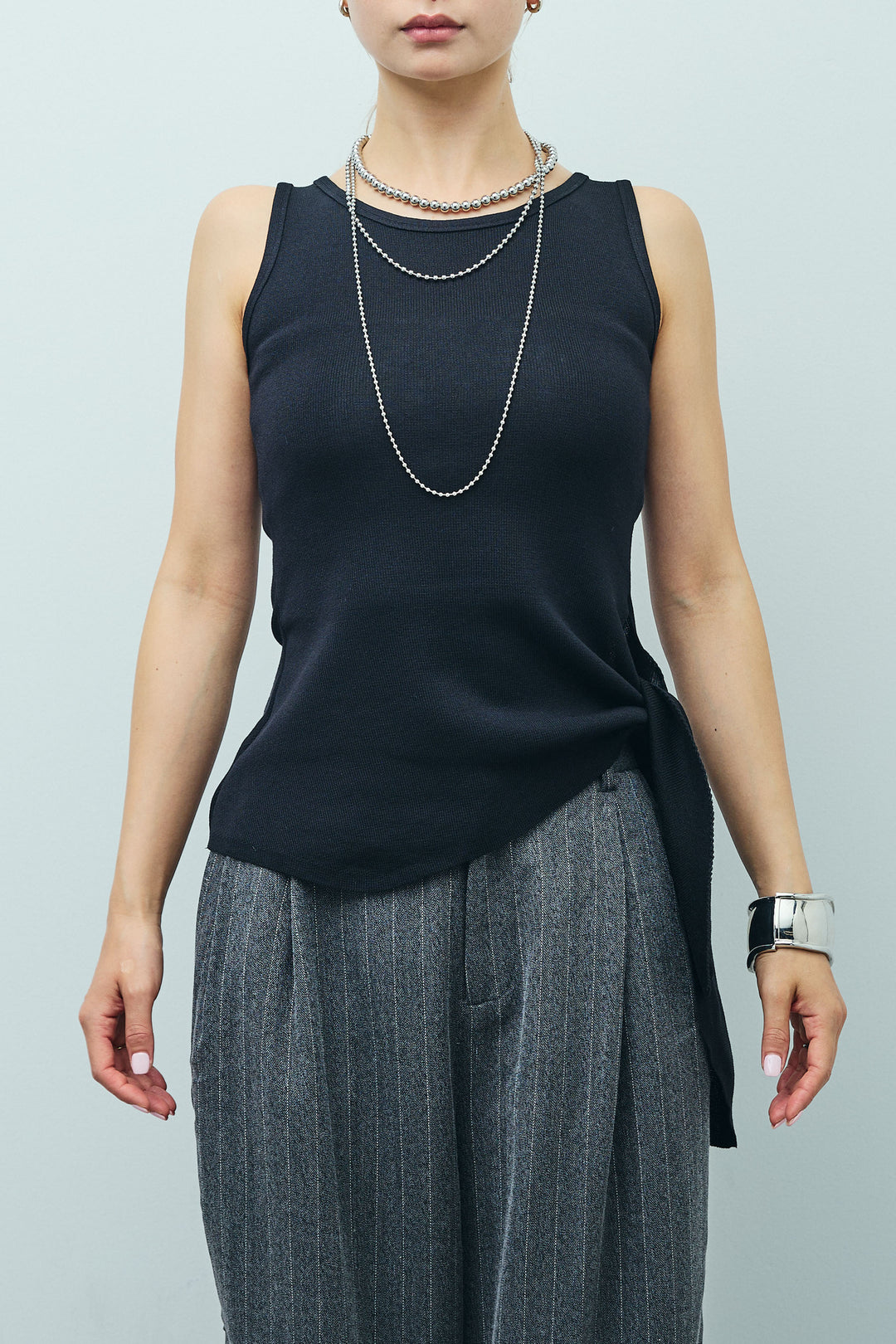 [予約]サイドリボンニットタンク