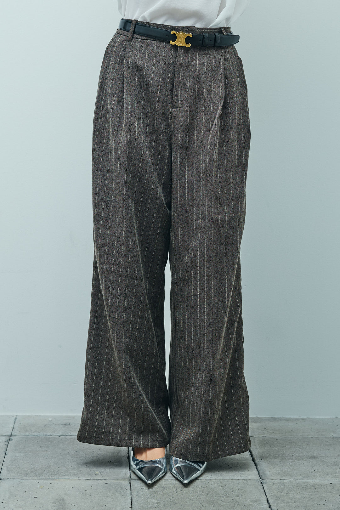 [予約]ピンストライプサイドラインワイドパンツ