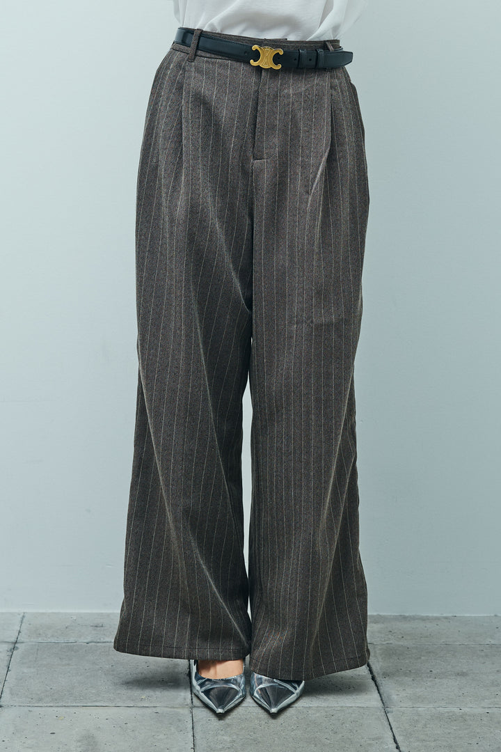 [予約]ピンストライプサイドラインワイドパンツ