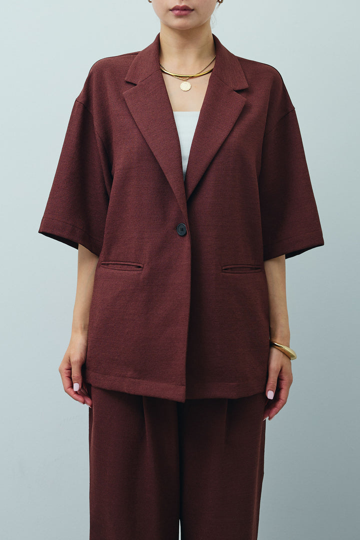 [予約/SET]リネンタッチハーフスリーブJK+リネンタッチリラックスPT(2set)