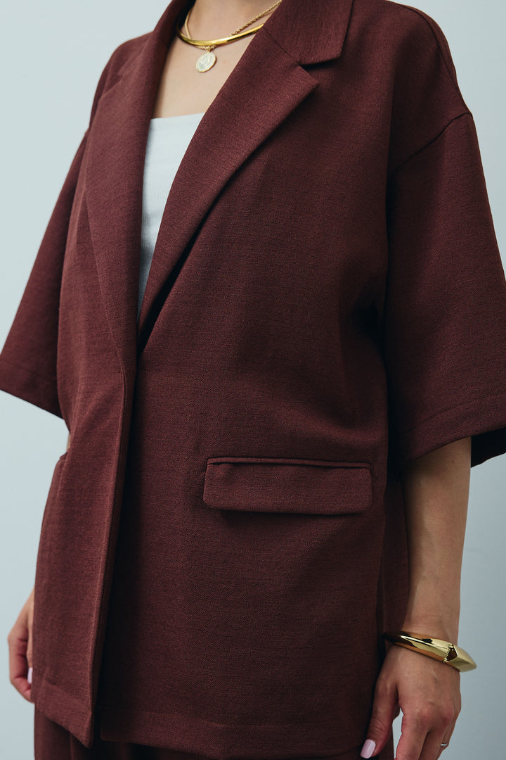 [予約/SET]リネンタッチハーフスリーブJK+リネンタッチリラックスPT(2set)