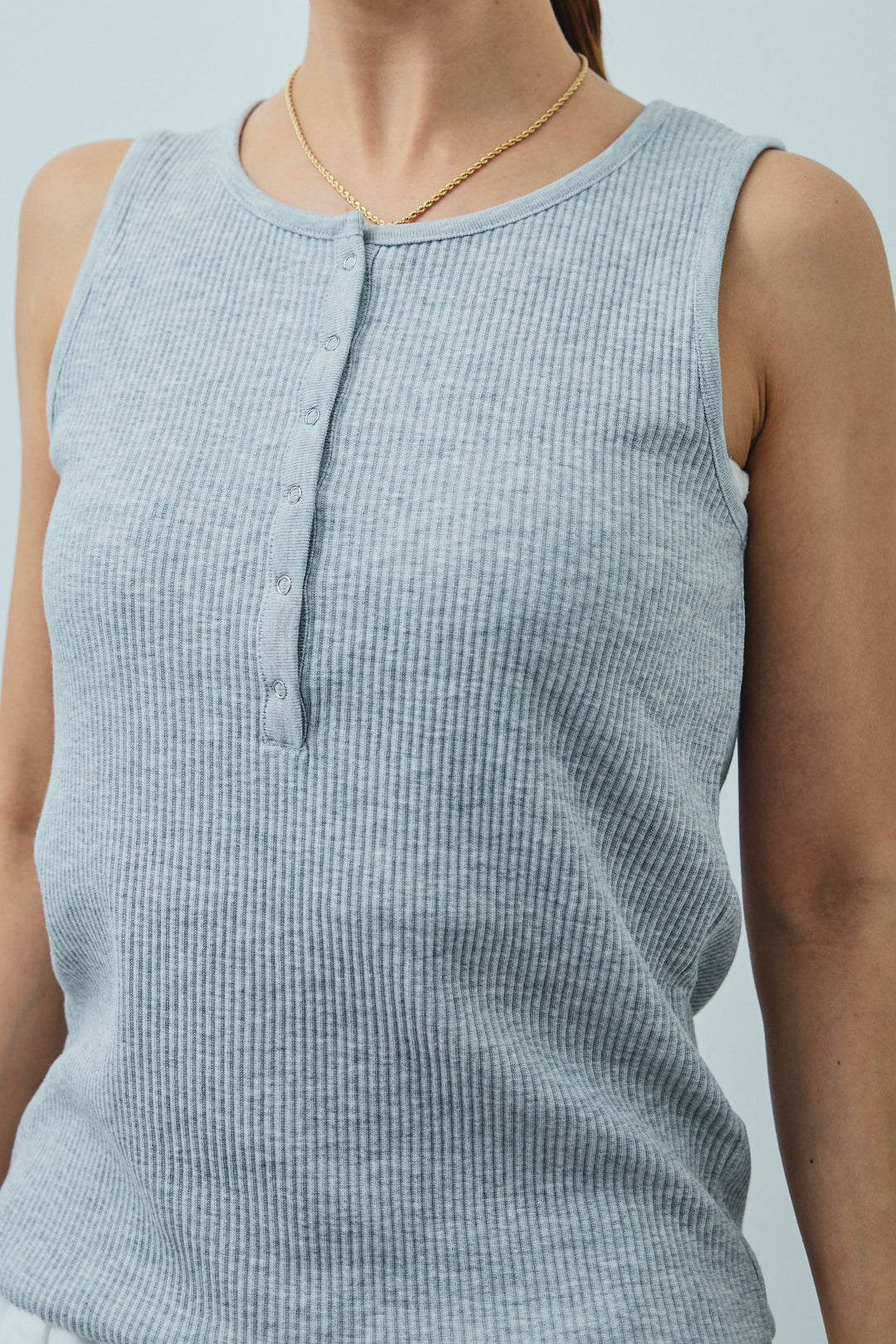 [予約/SET]セルフカットリブヘンリーネックノースリーブトップス+オンブレチェックオーバーとろみシャツ+裾ドロストナイロンパンツ(3set)