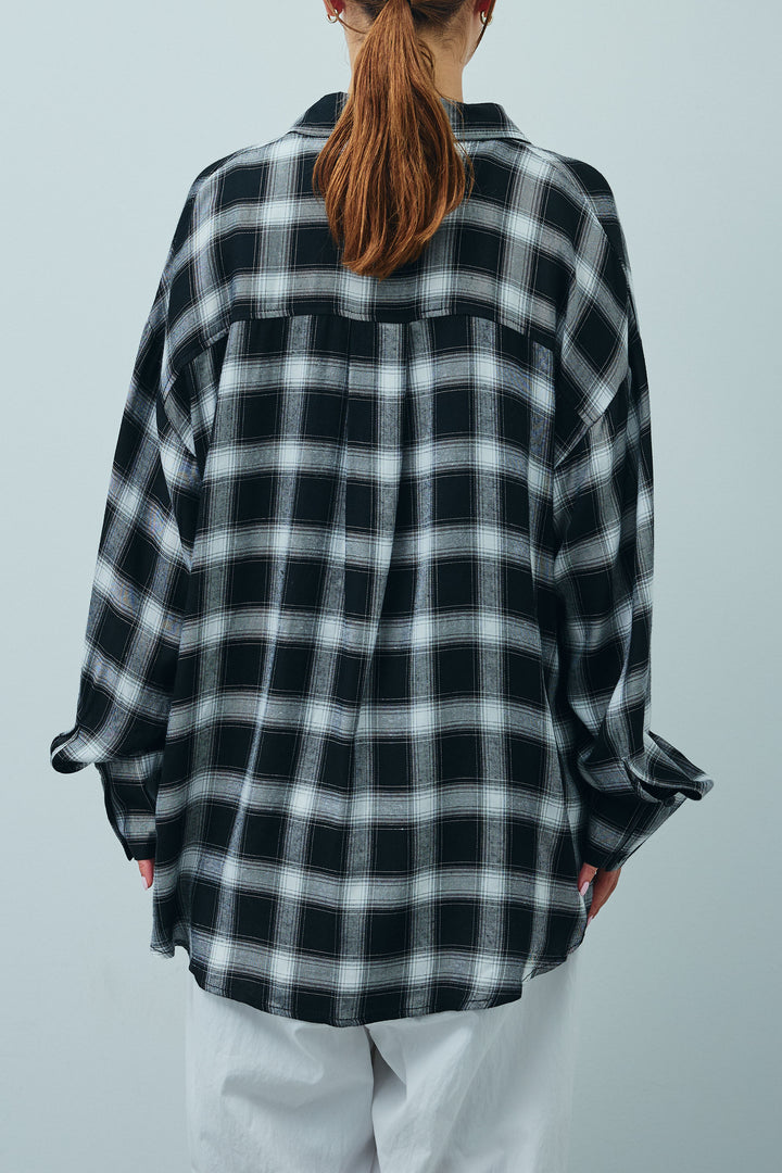 [予約/SET]セルフカットリブヘンリーネックノースリーブトップス+オンブレチェックオーバーとろみシャツ(2set)