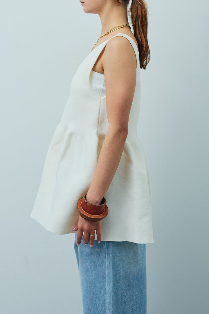 [予約/SET]2wayぺプラムニットトップス+サマーツイードリラックスパンツ(2set)