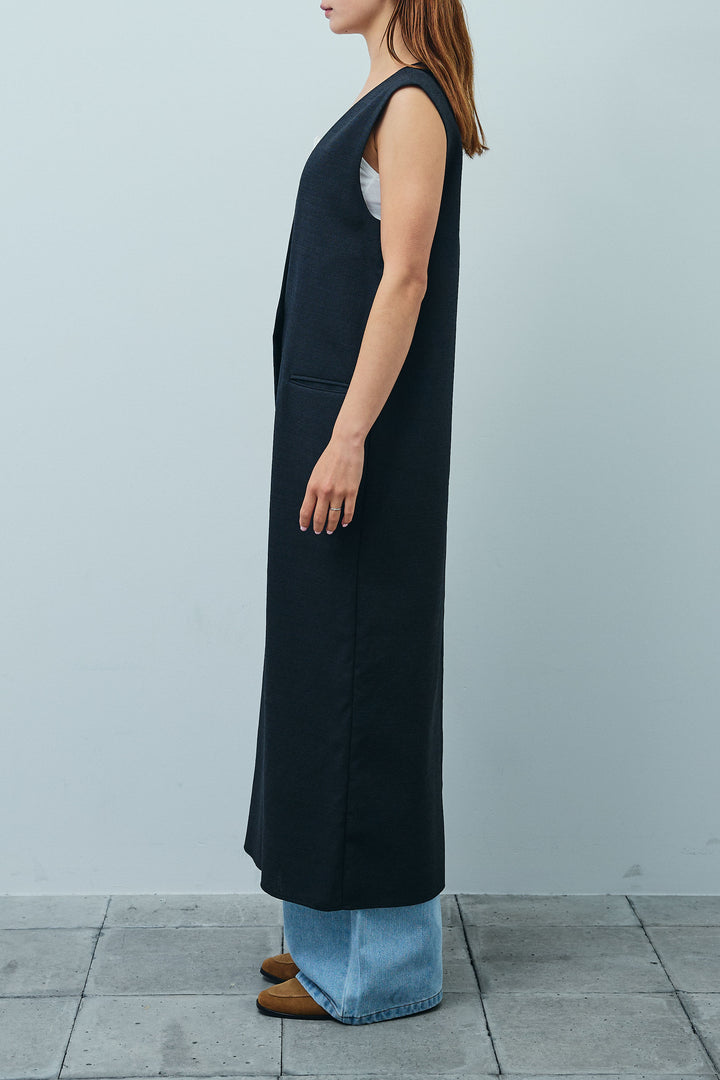 [予約]リネンタッチVネックロングOP