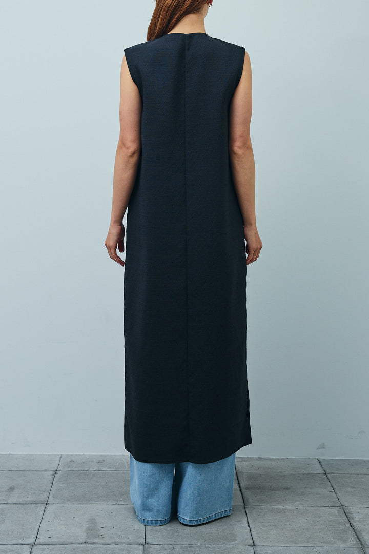 [予約/SET]リネンタッチVネックロングOP+デニムルーズポケットパンツ(2set)