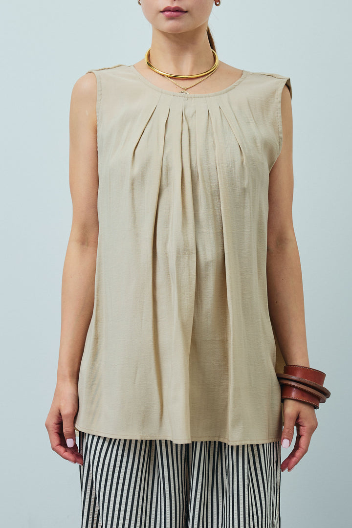 [予約/SET]シアーバックツイストノースリトップス+ストライプ柄イージーパンツ(2set)