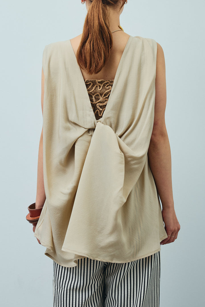 [予約/SET]シアーバックツイストノースリトップス+コード刺繍ベロアキャミ+ストライプ柄イージーパンツ(3set)