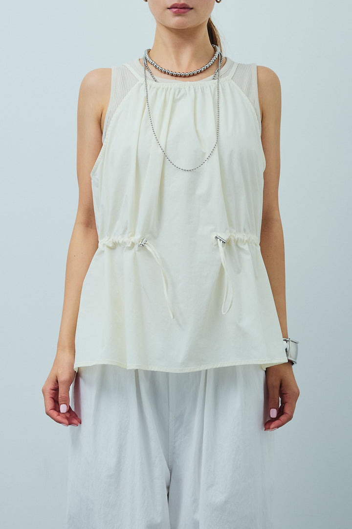 [予約/SET]ドロストギャザーキャミ+裾ドロストナイロンパンツ(2set)