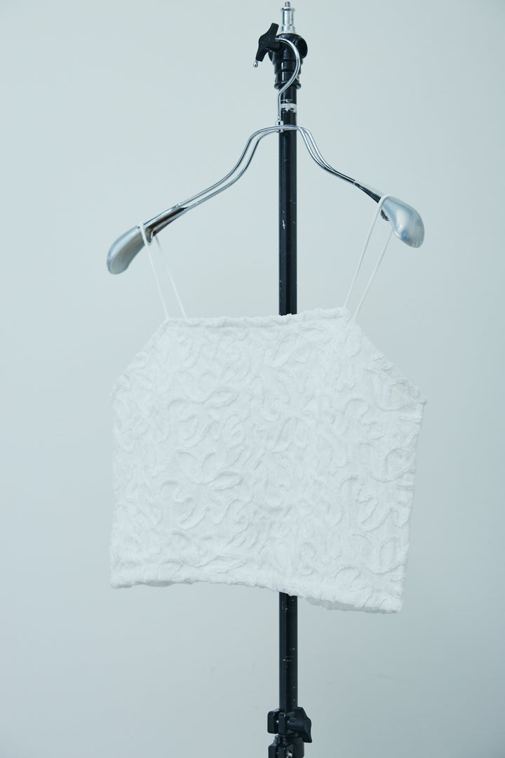 [予約/SET]シアーバックツイストノースリトップス+コード刺繍ベロアキャミ(2set)