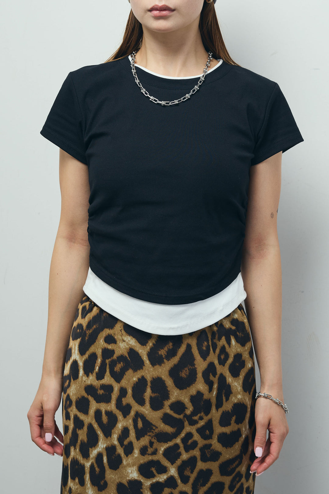 サイドシャーリングレイヤードTシャツ