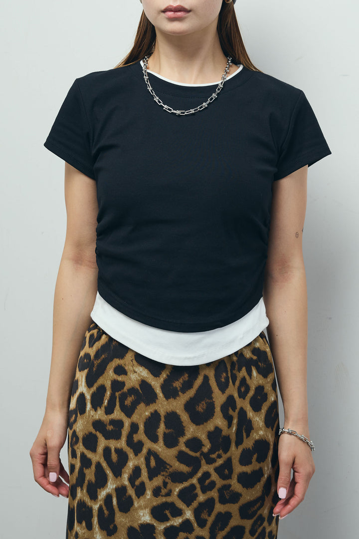 サイドシャーリングレイヤードTシャツ