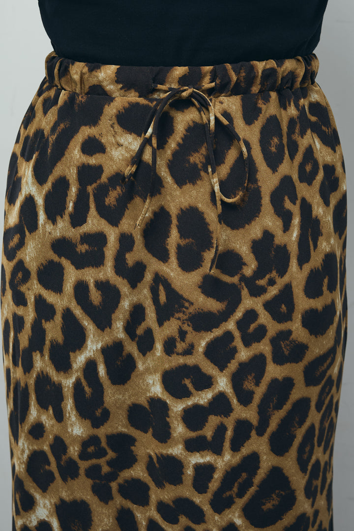 [予約/SET]リネン混ノースリジャケット+レオパードナロースカート(2set)